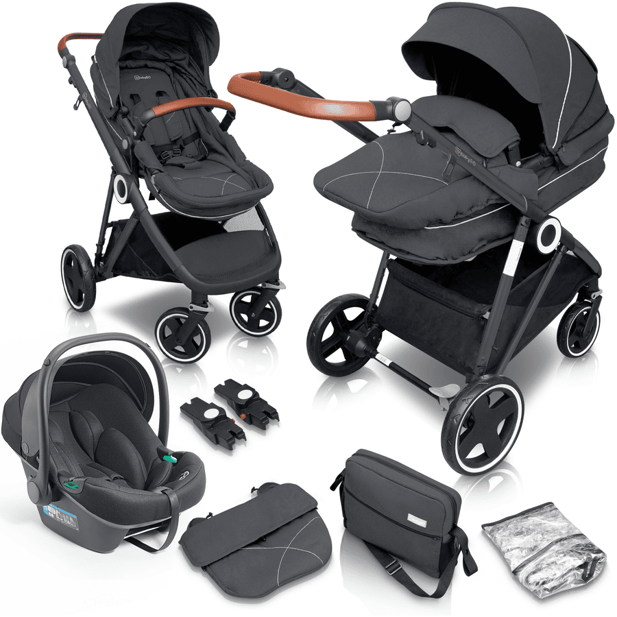 babyGO  Wózek spacerowy Halime 3 w 1 Grey Black 