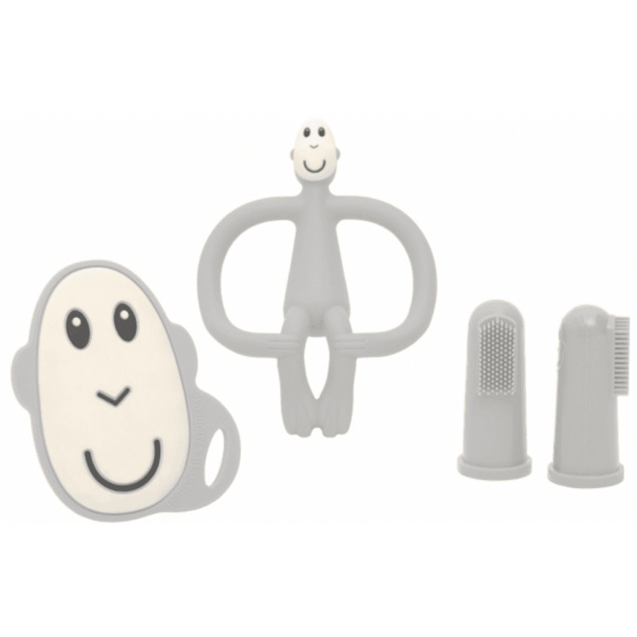 MATCHSTICK MONKEY™ Kit naissance anneau de dentition brosse à dents singe, gris clair