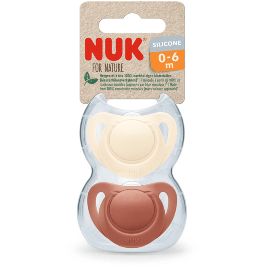 NUK Dudlík pro Nature silikonový 0-6 měsíců červený / krémový 2-pack