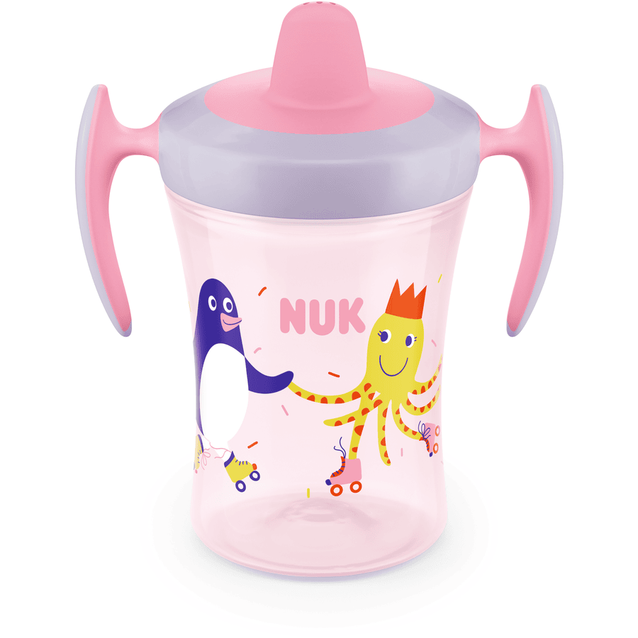 NUK Trainer Cup 230ml blød tud, lækagesikker fra 6 måneder pink