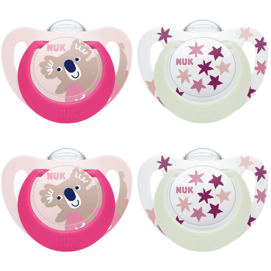 NUK Soother Star Day &amp; Night , maat 3 in roze/roze
