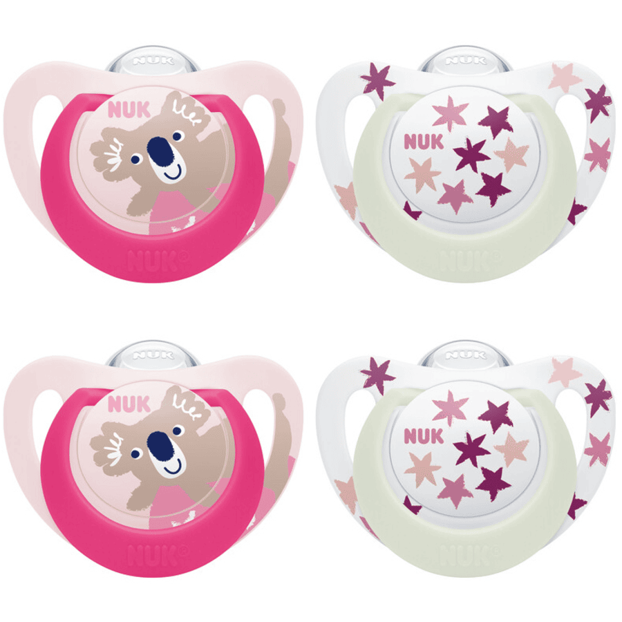 NUK Soother Star Day & Night , maat 3 in roze/roze