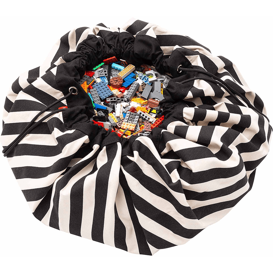 play&go ® 2-i-1 legetæppe Stripes black ⌀ 140 cm