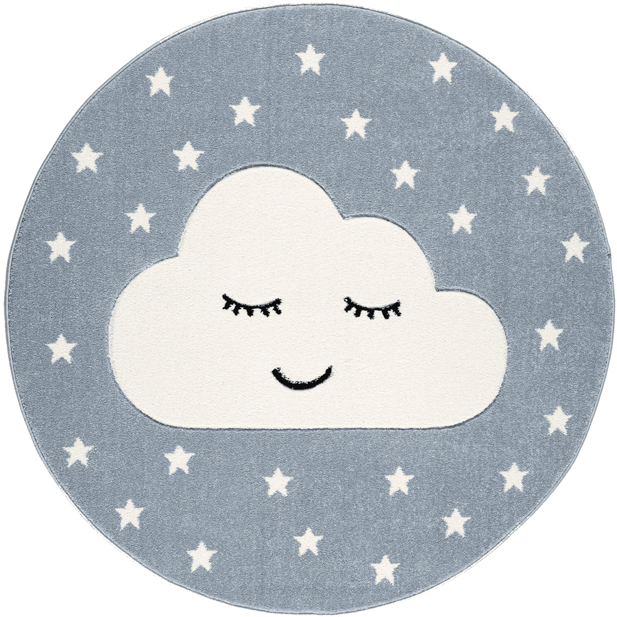 LIVONE Tapijt Kids Love Rugs Smiley Cloud rond blauw/wit 160 cm