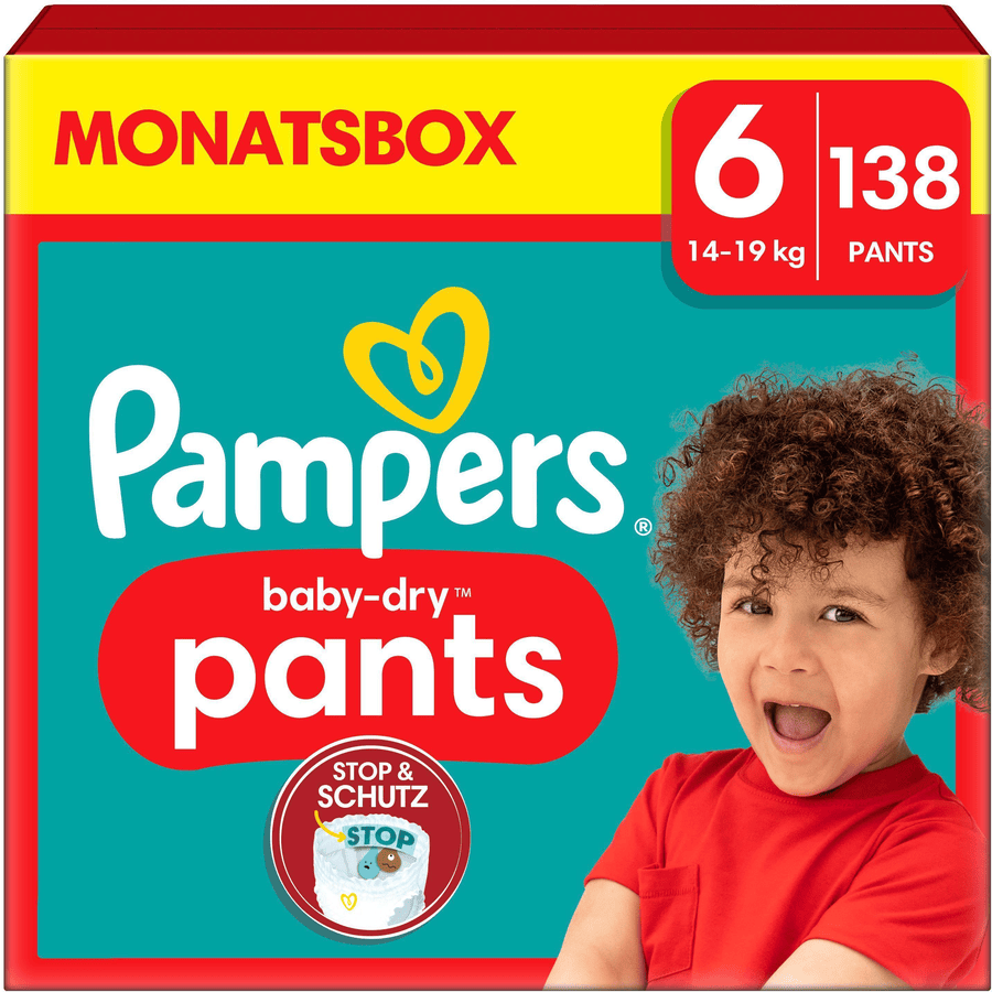 Pampers Baby-Dry Pants, maat 6 Extra Large , 14-19kg, maandbox x 138 luiers) | pinkorblue.be