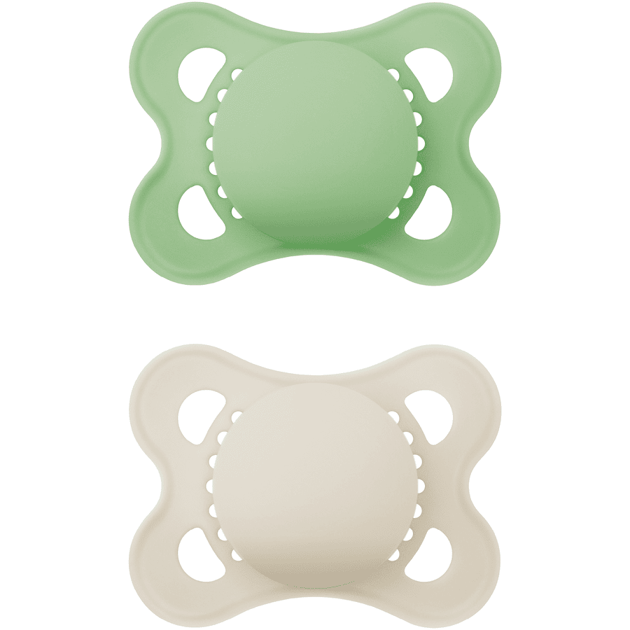 MAM Original Succhietto in silicone opaco 0-6 mesi 2 pz. in verde/beige