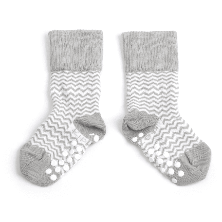 KipKep Stay-On Socks Antislip Ziggy grå 12 - 18 måneder
