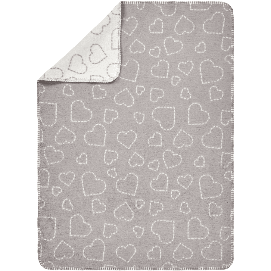 ALVI Coperta per neonati in cotone Heart s grigio