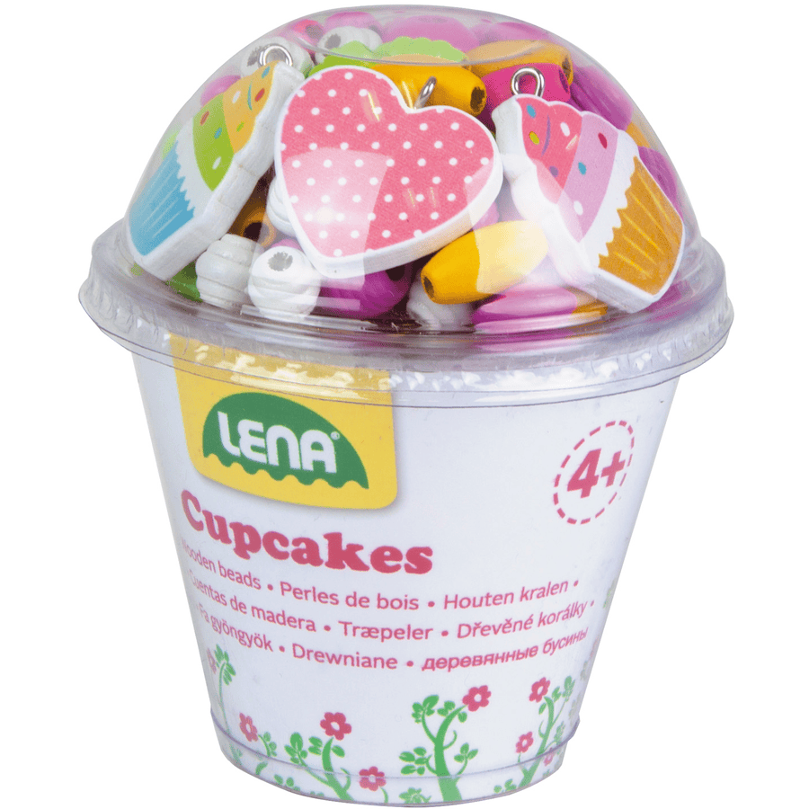 LENA® Perline Cupcake giocattolo di legno, rosa