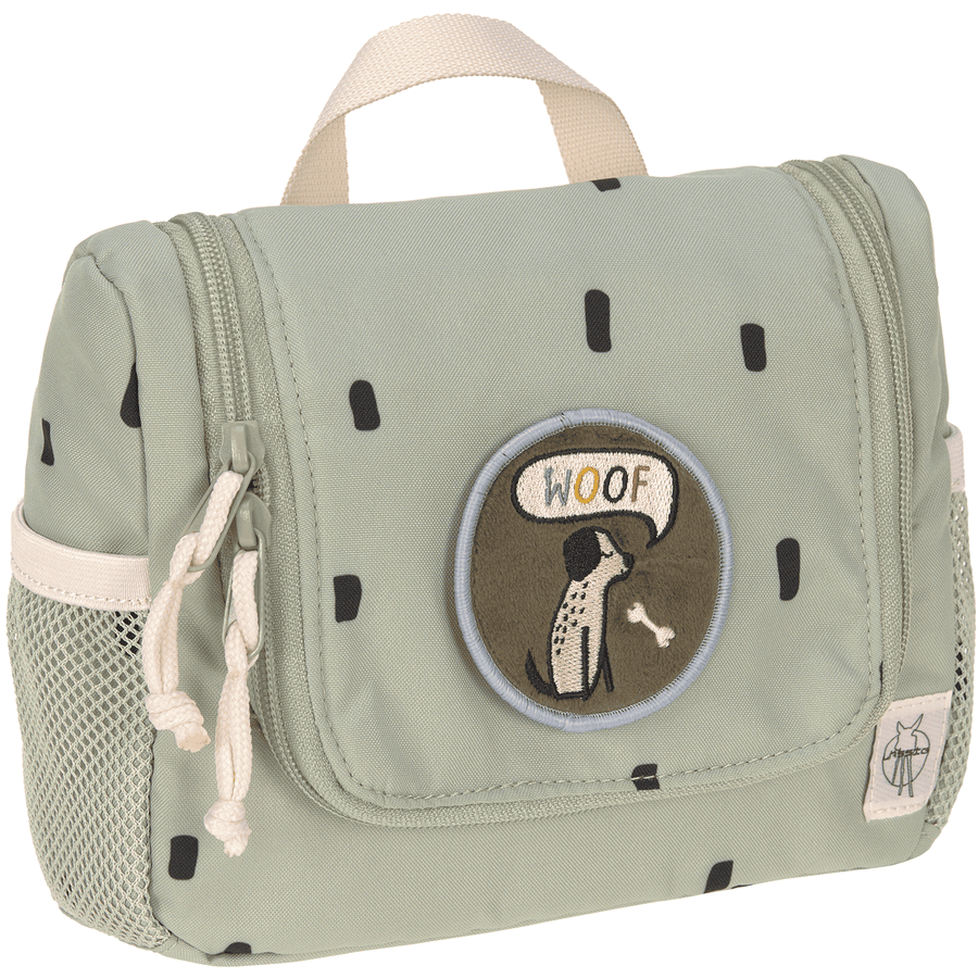 LÄSSIG Mini Washbag, Happy Print s light olive 