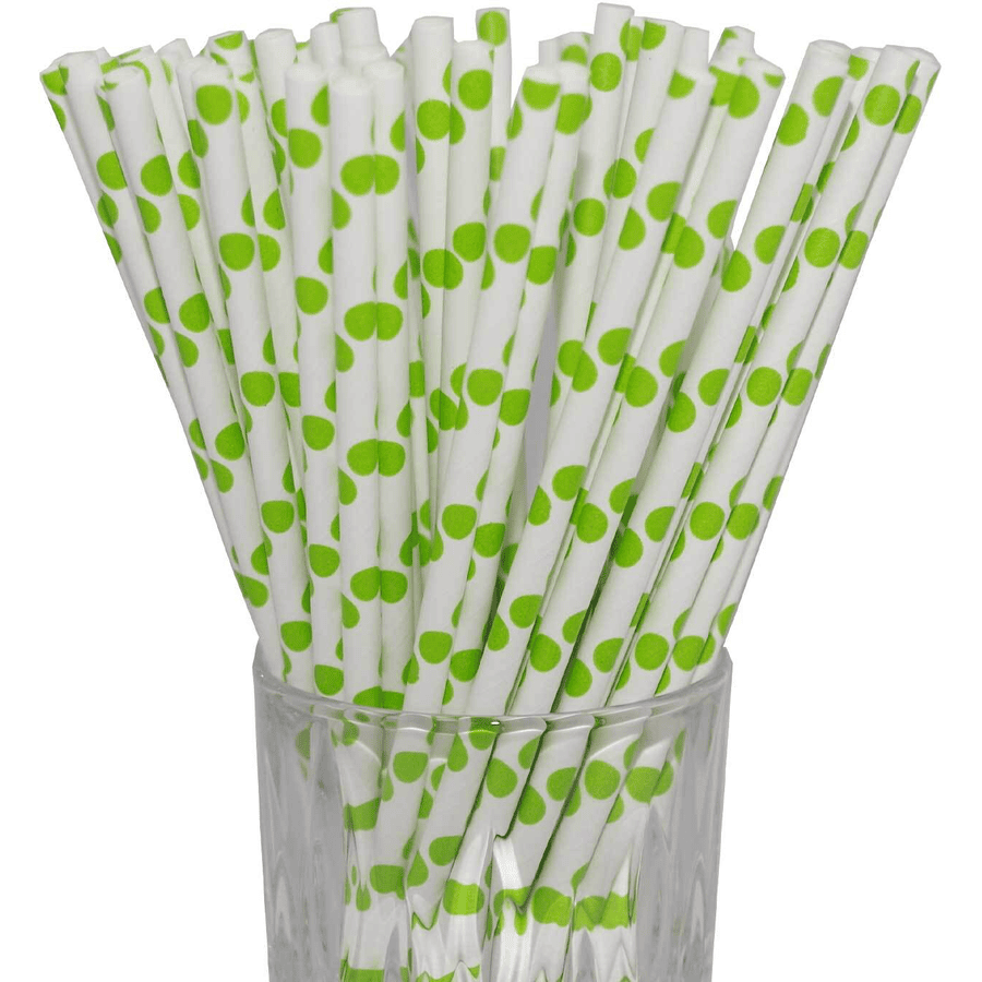 Luxentu Papier-Trinkhalme gepunktet 20 cm 100er Set grün
