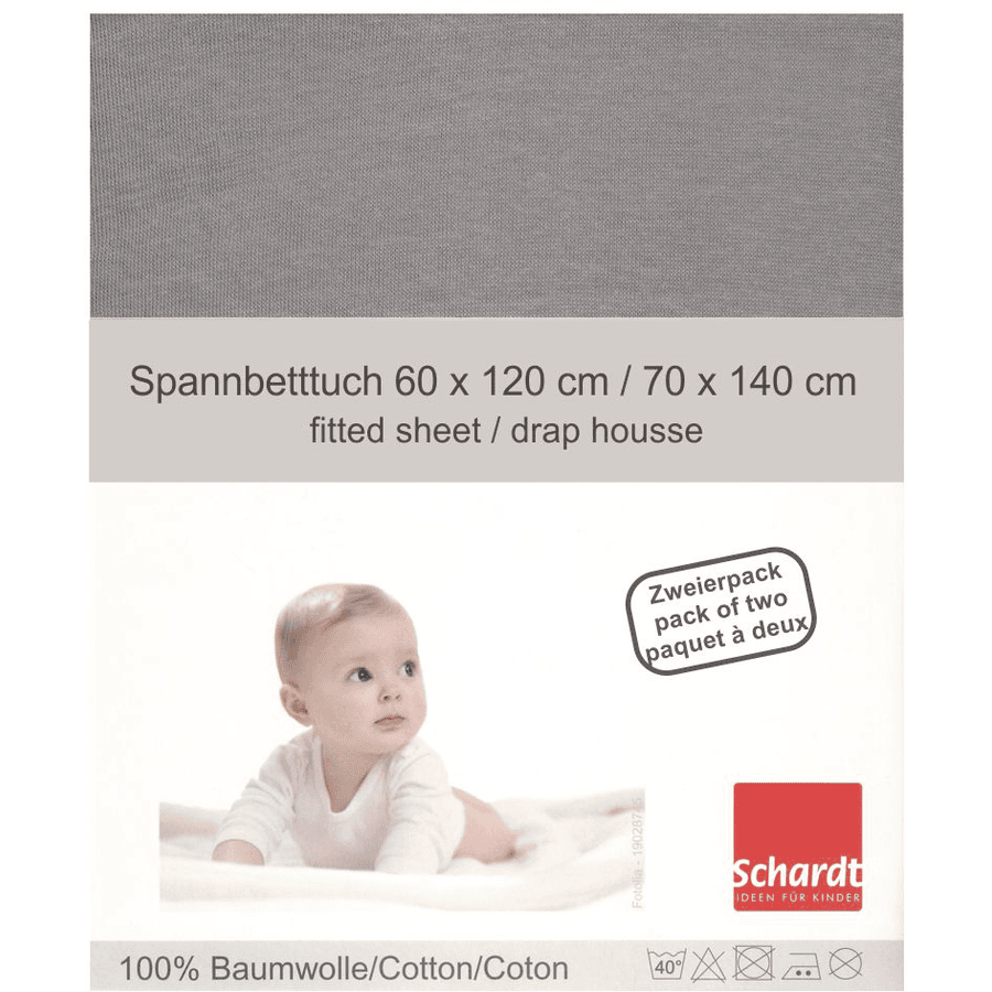 Schardt Jersey Dra-på-lakan 2-pack ljusgrå 70 x 140 cm