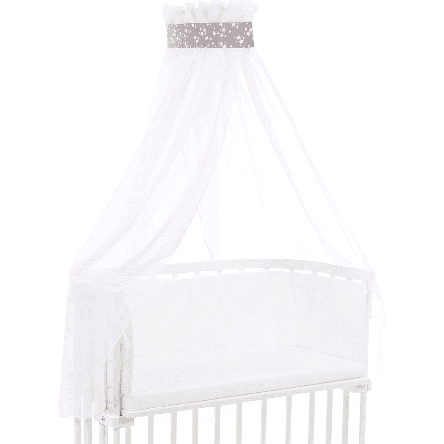 babybay Ciel de lit taupe Étoiles blanc, 200 x 135 cm