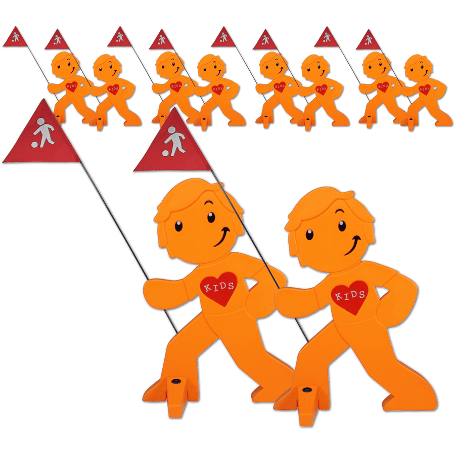 BEACHTREKKER Street buddy Waarschuwingsfiguur voor meer veiligheid voor kinderen - orange Set van 10