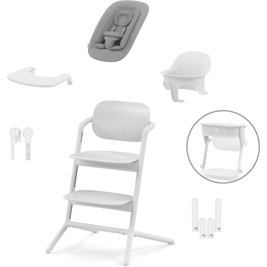 cybex GOLD Pack chaise haute enfant Lemo 4en1 All White tour d'apprentissage