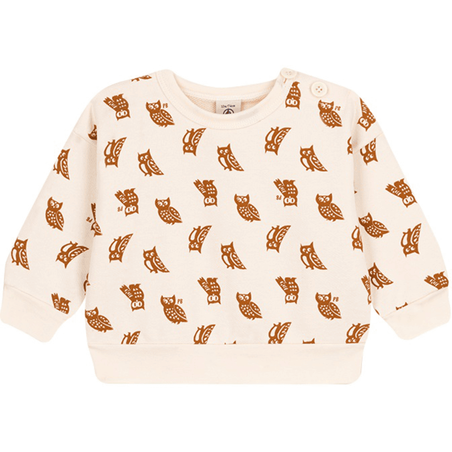 Petit Bateau Sweatshirt bébé imprimé hiboux coton blanc avalanche écureuil