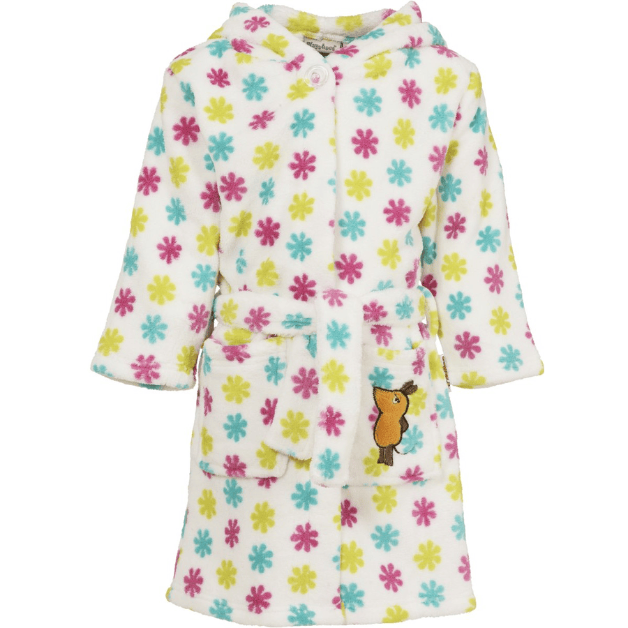 Playshoes Fleece-Bademantel Die Maus Blumen pink