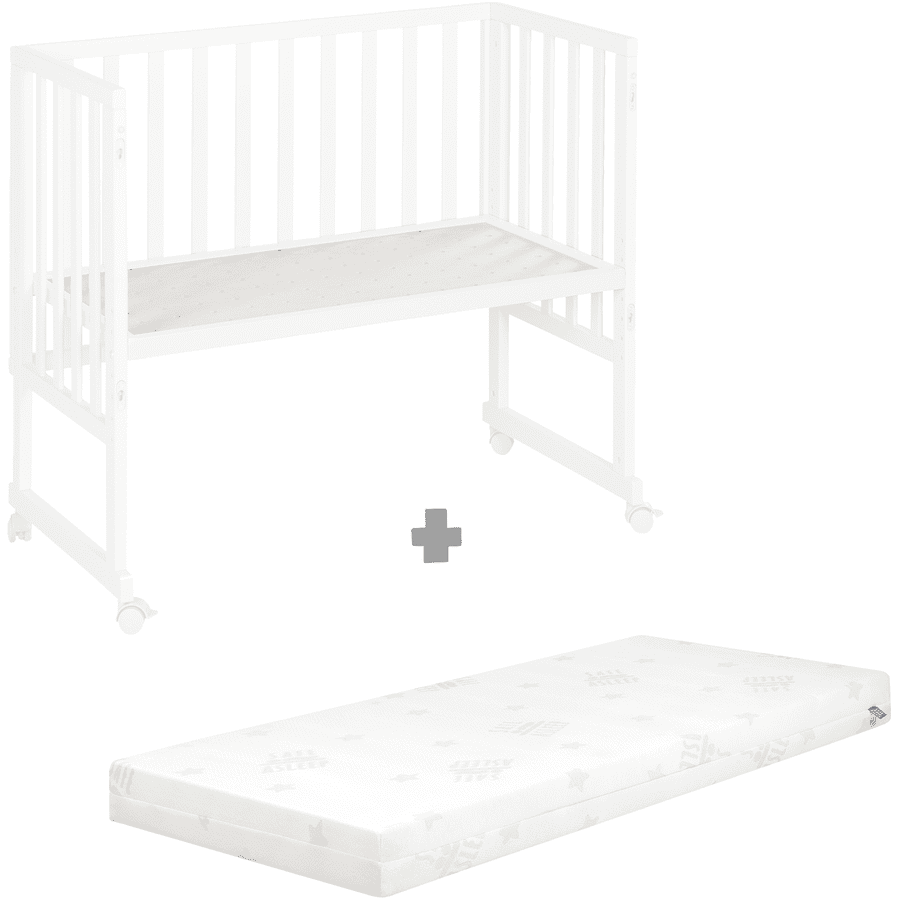 roba Stuben- und Beistellbett safe asleep® 3 in 1 weiß + Matratze