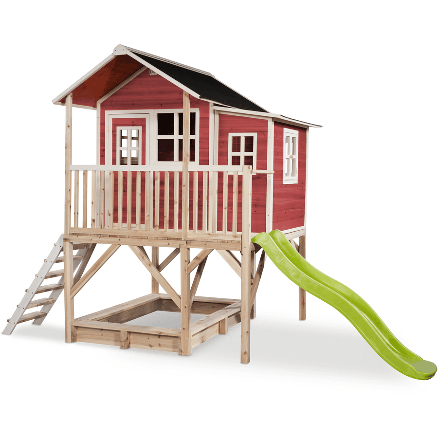Drewniany domek do zabawy EXIT Loft 550 - czerwony