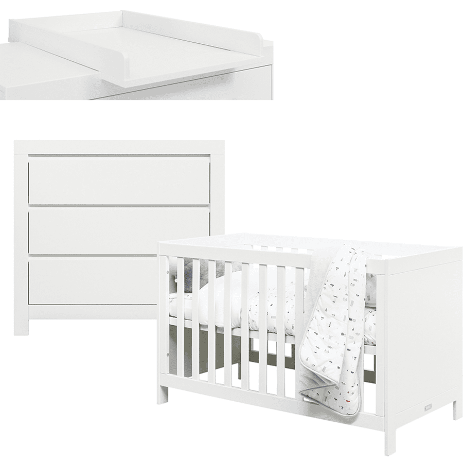 Bopita Babyzimmer Thijn 2-teilig 60 x 120 cm weiß mit Wickelaufsatz