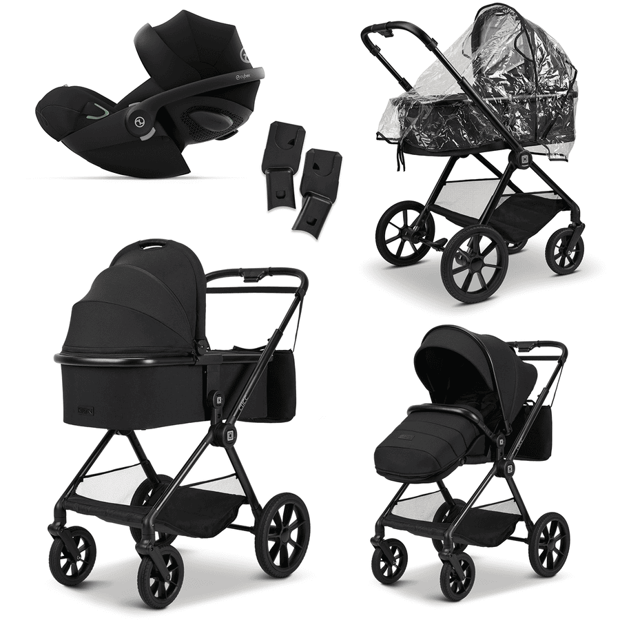 MOON Kombikinderwagen Clicc Kollektion 2024 black melange inkl. cybex GOLD Babyschale Cloud G i-Size Moon Black