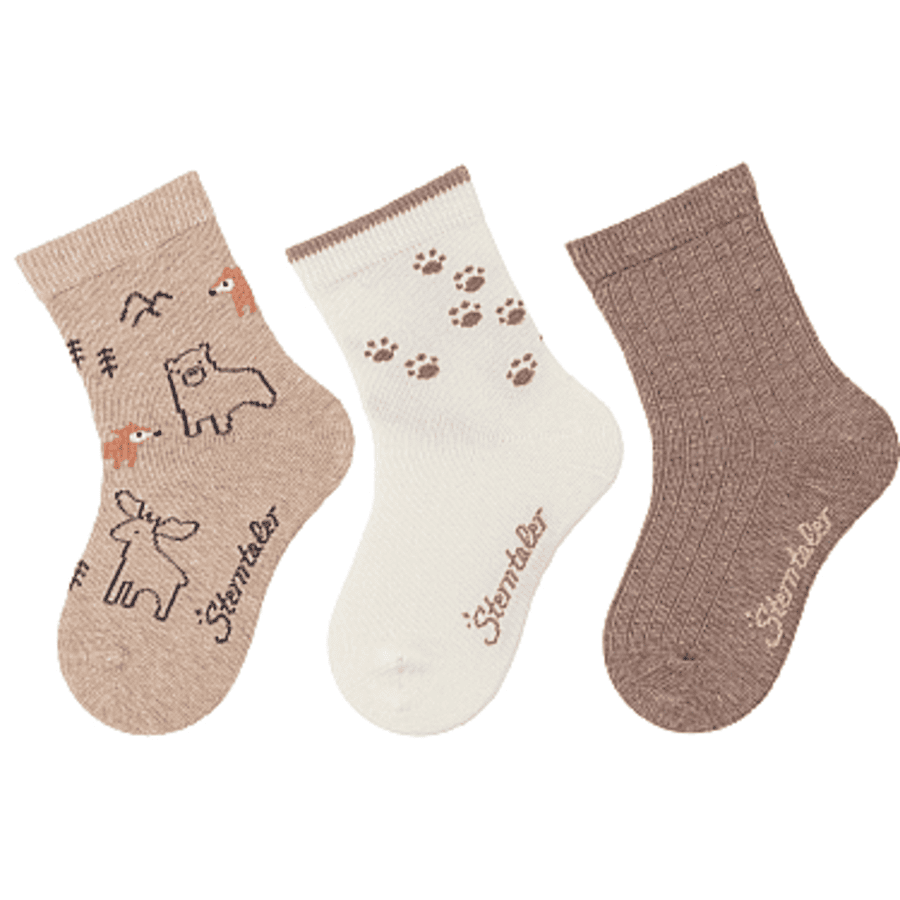 Sterntaler Calcetines 3-pack animales del bosque beige melange 