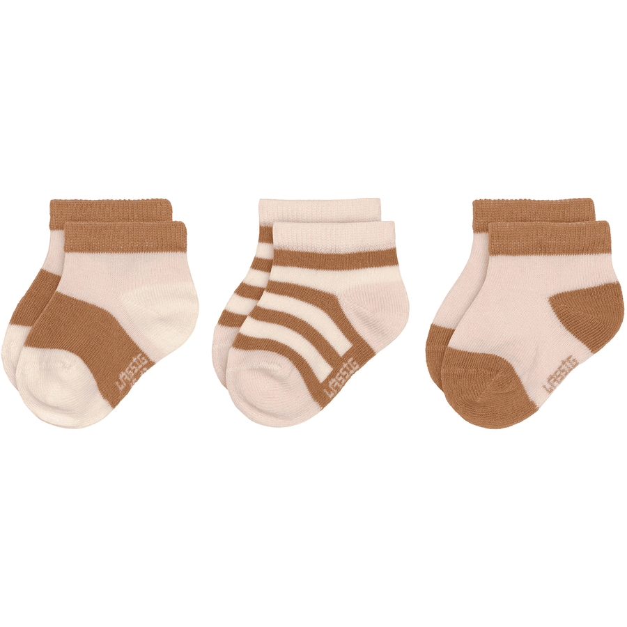 LÄSSIG Chaussettes Sneacker pour enfants, pack de 3, aosa caramel