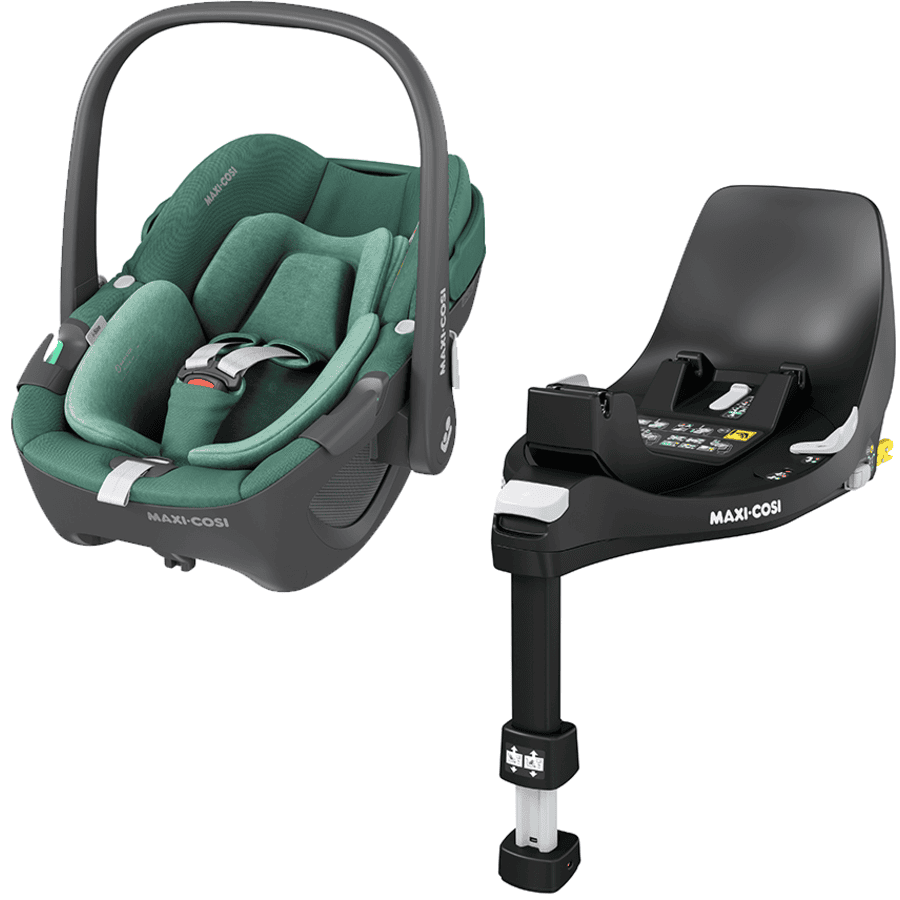 MAXI COSI Set Babyschale Pebble 360 Essential Green plus Basisstation FamilyFix 360