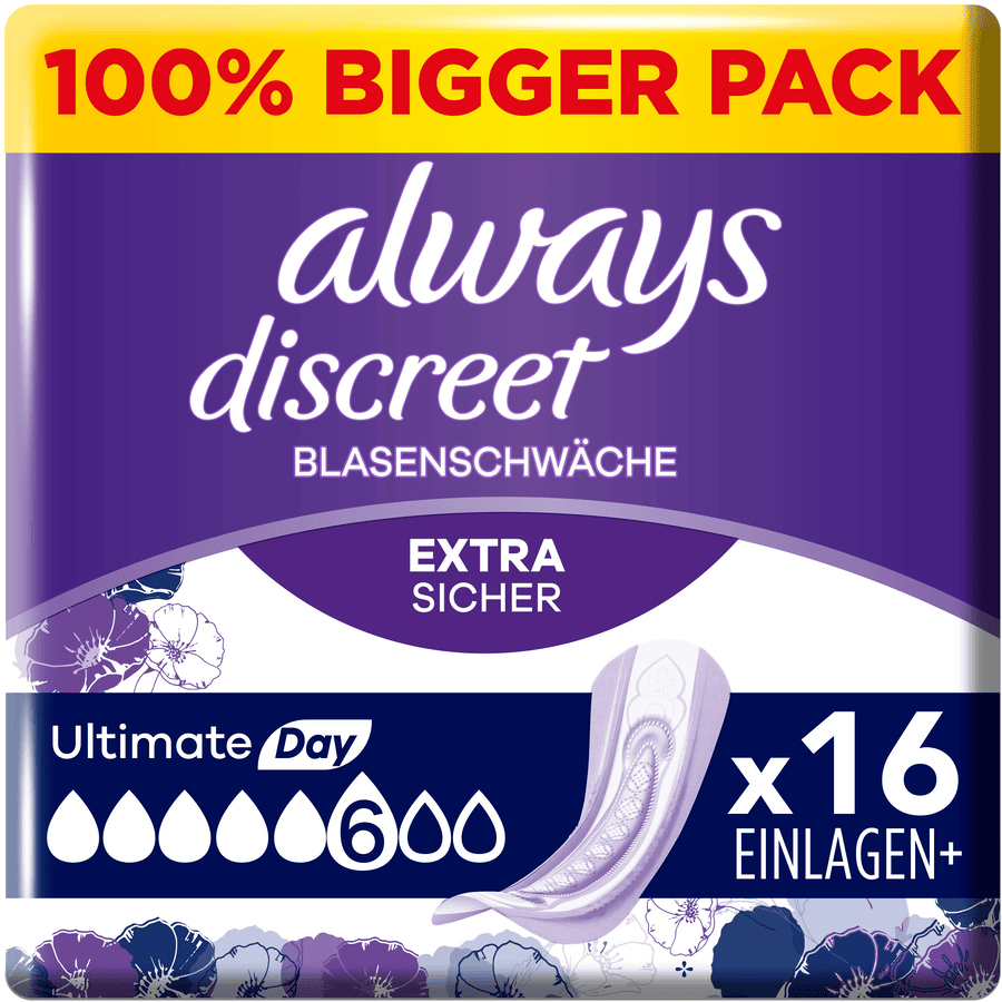 always discreet Inkontinenz-Einlagen, Ultimate Tag Big Pack 16 Einlagen
