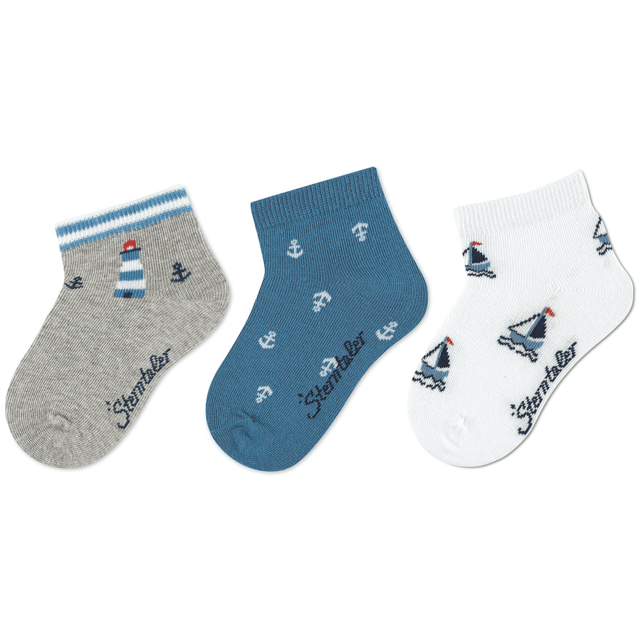 Sterntaler Lot de 3 chaussettes courtes milleraies marine 