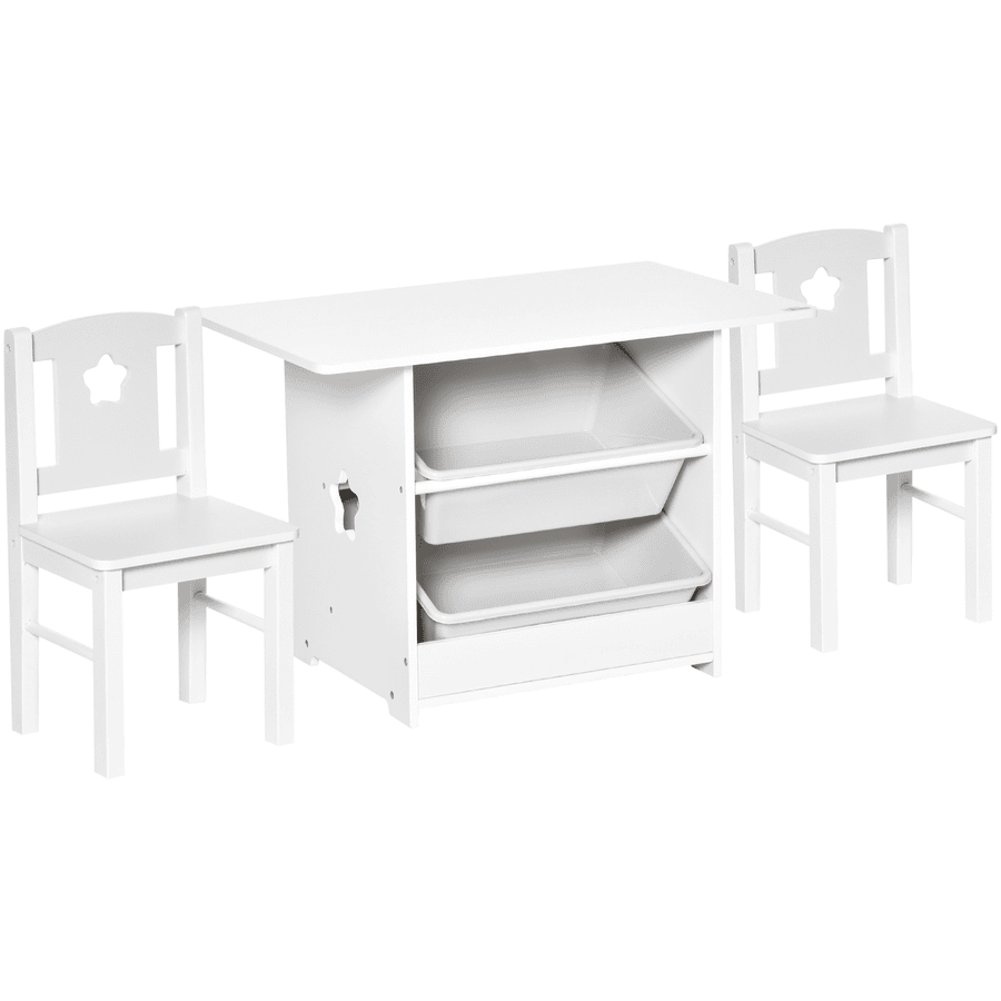 HOMCOM Kindersitzgruppe mit 2 Stühlen und Tisch weiß