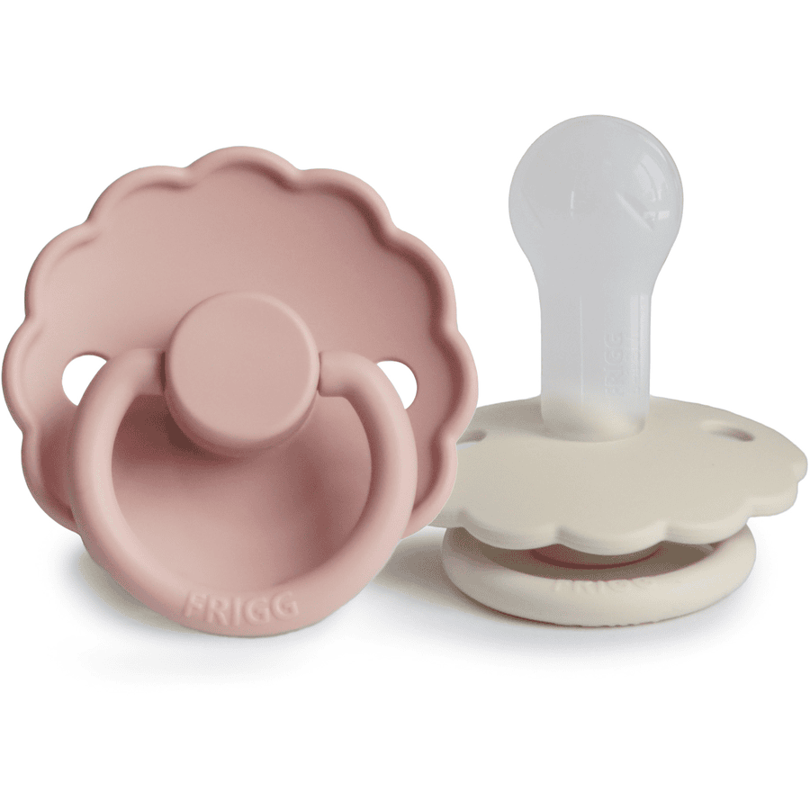 FRIGG Sucettes Daisy silicone, Blush / Cream 6-18 mois, 2 pièces