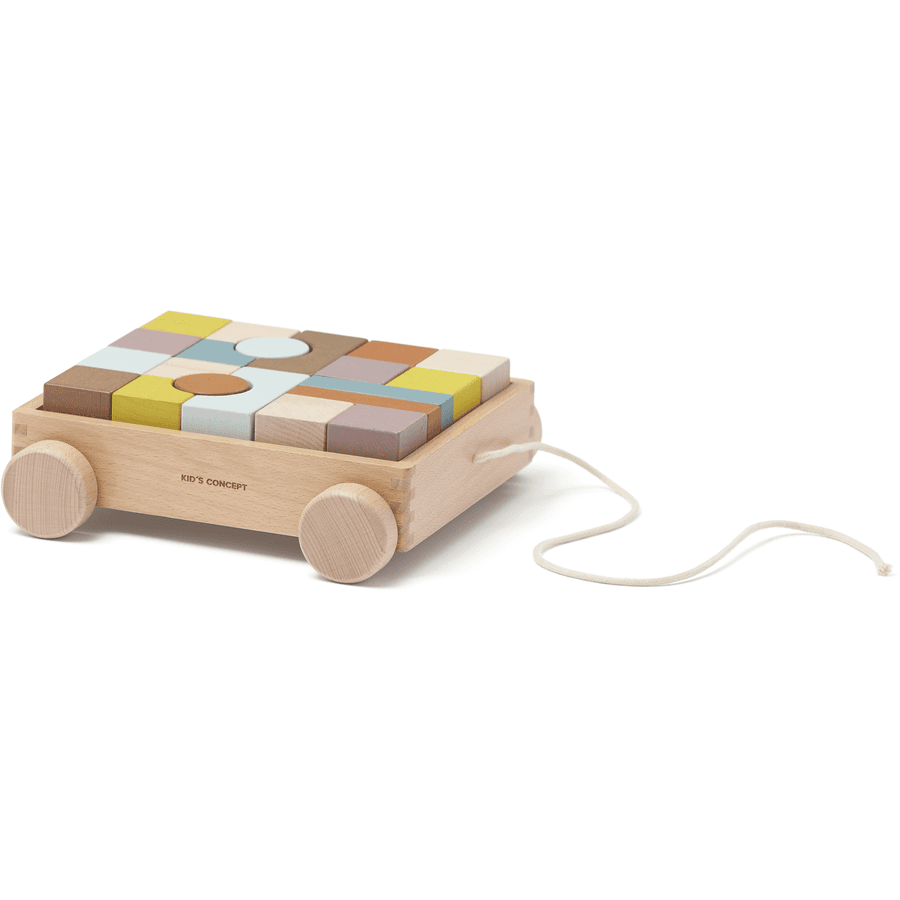 Kids Concept ® Vozík s dřevěnými bloky Neo barevný