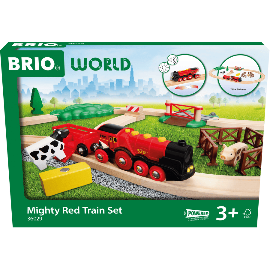 BRIO® WORLD Wooden Railway Red Lola Farm Train Set
