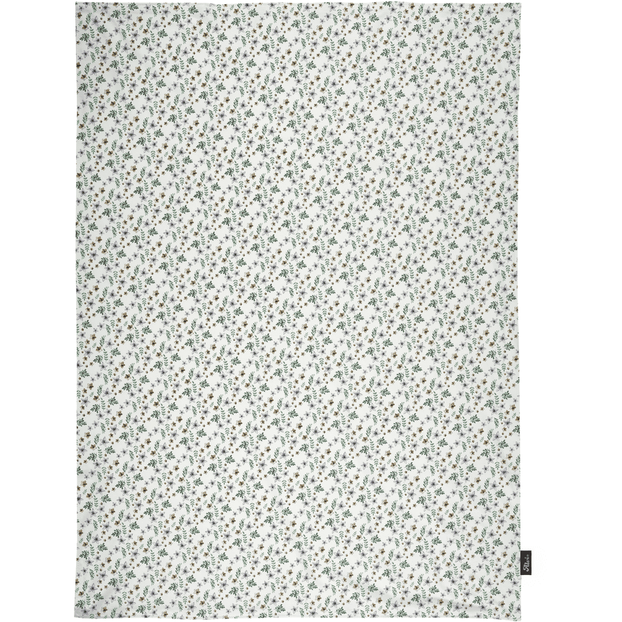 Alvi ® Manta de bebé Petit Fleurs verde/blanco 75 x 100 cm
