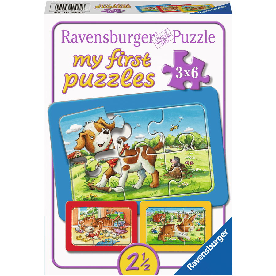 Ravensburger My first Puzzle - Rahmenpuzzle Meine Tierkinder, 3x6 Teile