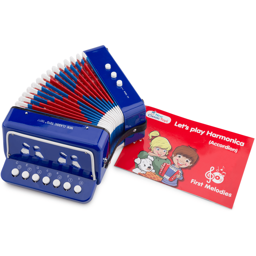 New classic Toys Accordion - Blå med musikkbok 