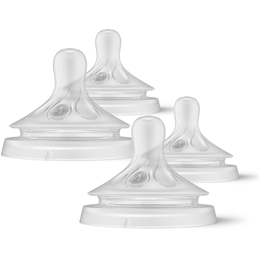 Philips Avent Tétine de biberon SCY964/02 Natural Response 3 mois+ silicone lot de 4