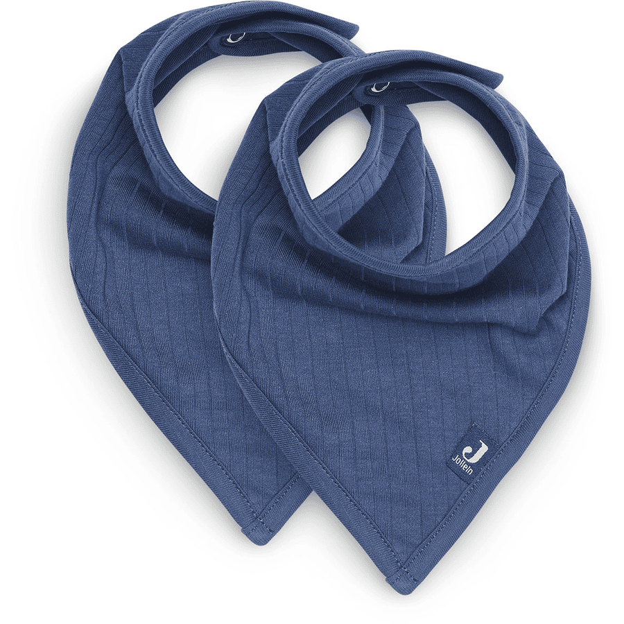 salade mug navigatie jollein Bib Bandana Basic Stripe jeans blauw 2-pak | pinkorblue.nl