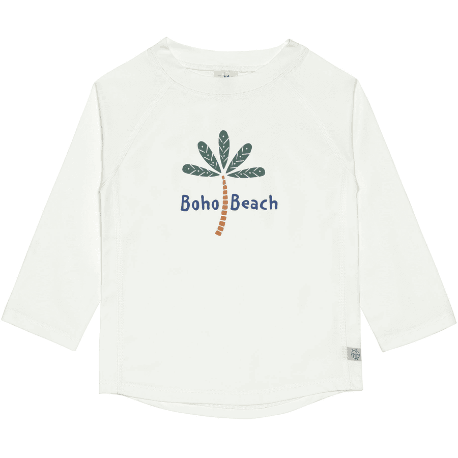 LÄSSIG UV-badeskjorte med lange ermer, palmer, hvit