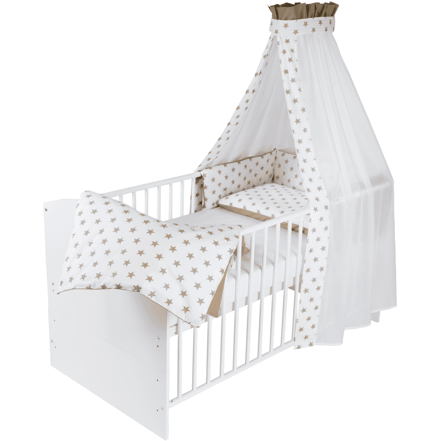 Schardt Komplettbett Classic White Big Stars beige 70 cm x 140 cm 