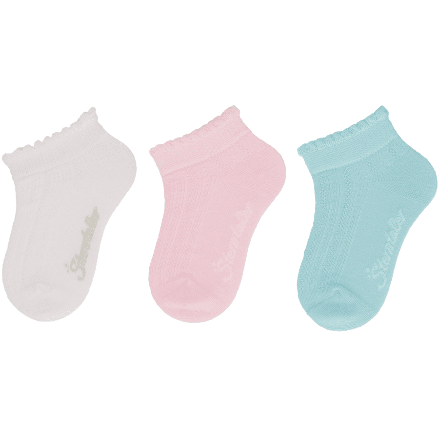 Sterntaler Lot de 3 chaussettes de baskets structurées blanches 