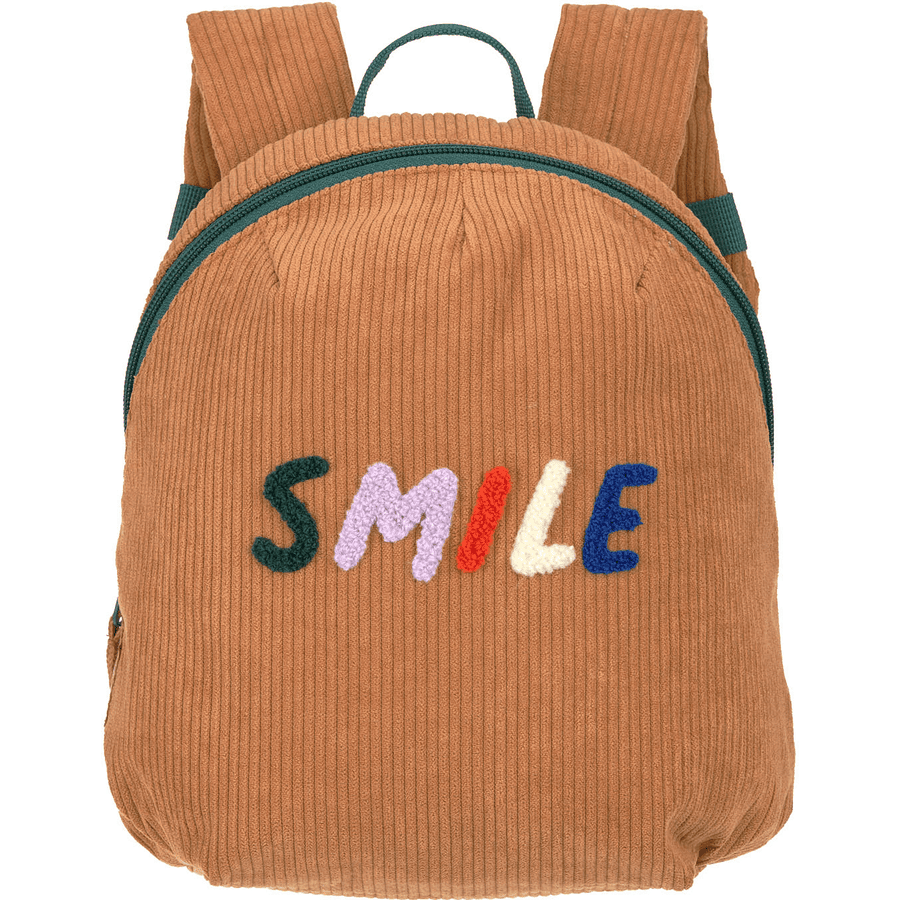 LÄSSIG Cartable de maternelle enfant velours côtelé Little Gang Smile caramel