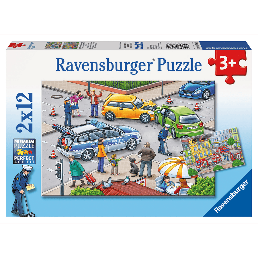 Ravensburger Puzzle 2x12 Teile - Mit Blaulicht unterwegs