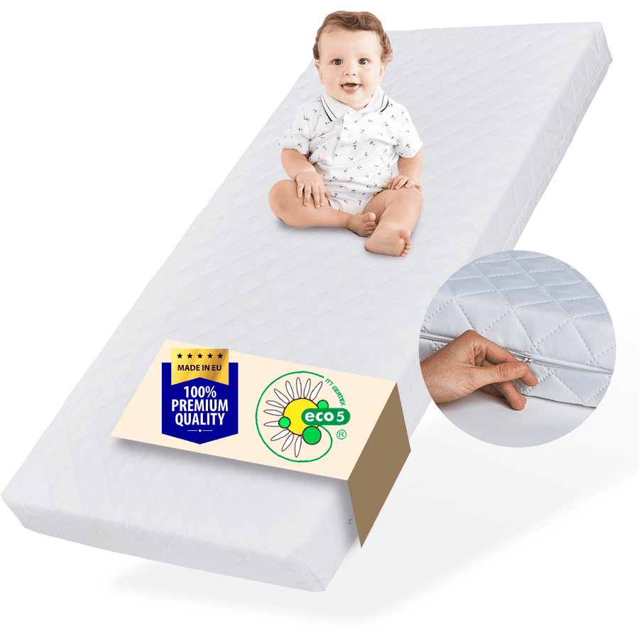 Kids Collective Babymatras 70x140 cm met wasbare hoes wit zonder hoeslaken