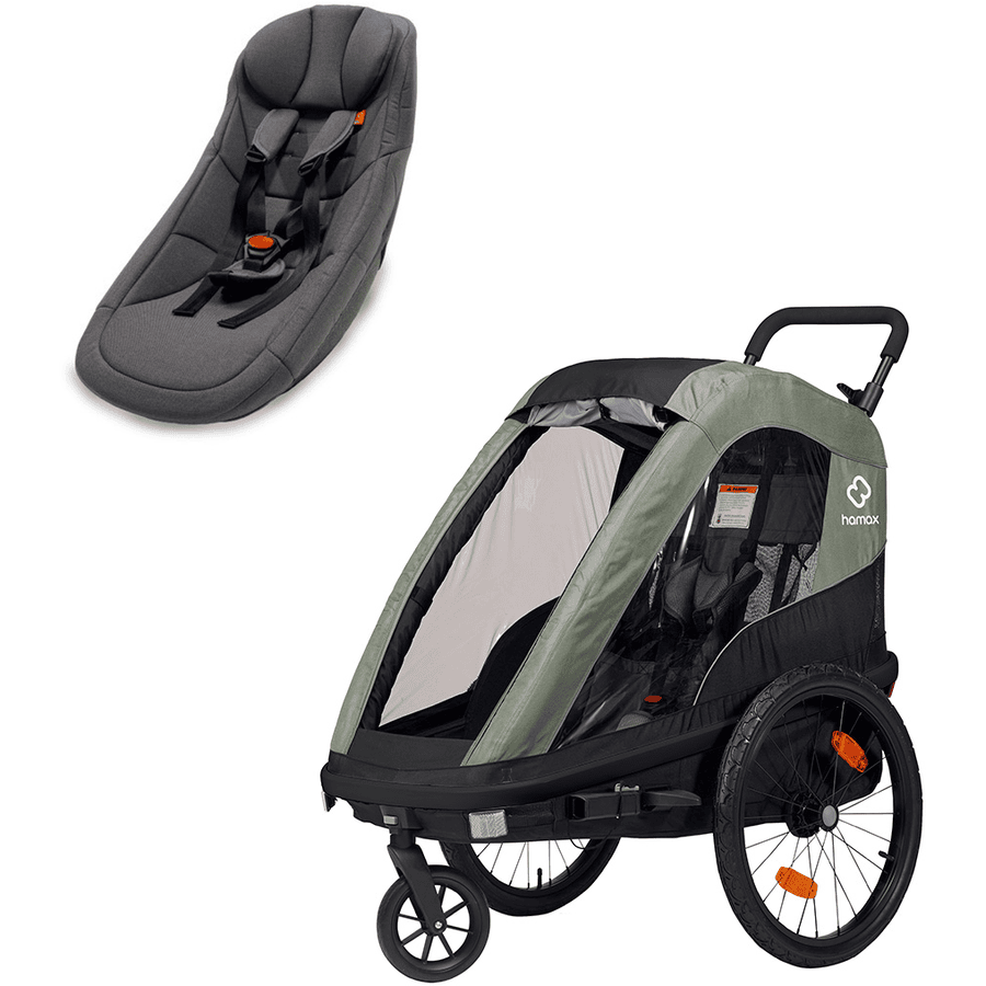 hamax Kinderfahrradanhänger Avenida ONE olive green inkl. Babysitz für Outback/Avenida und Traveller