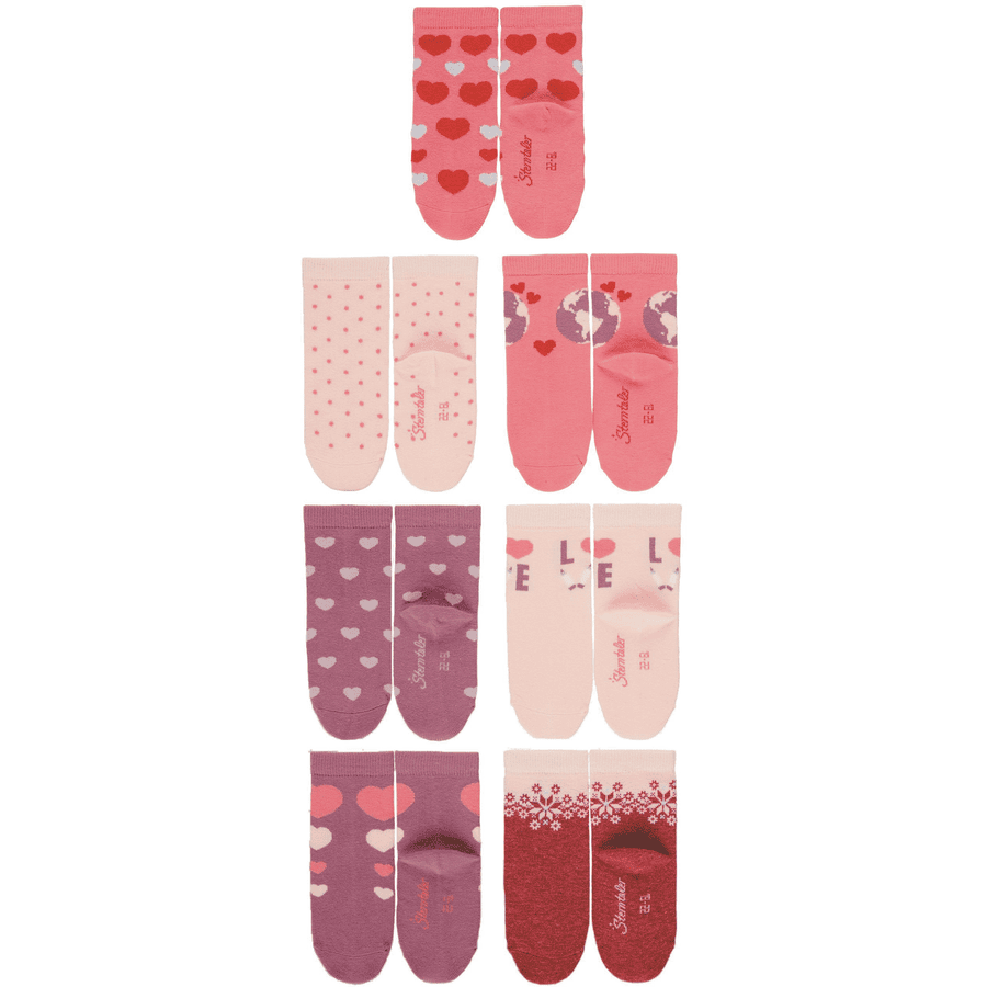 Sterntaler Scatola di 7 calzini rosa 