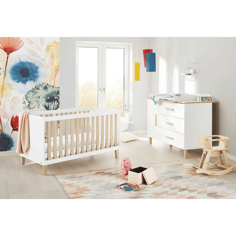 Pinolino Chambre bébé duo lit commode Lumi bois extra large 70x140 cm