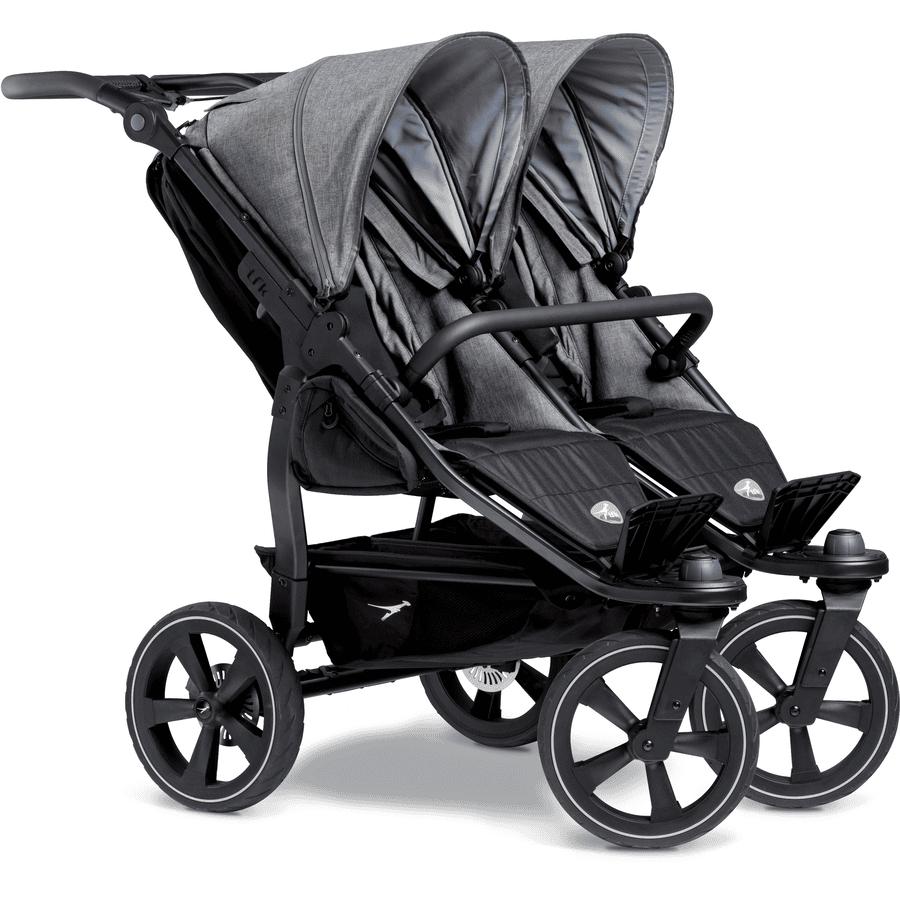 tfk Tvillingvagn Duo 2 med luftkammarset Premium Grey