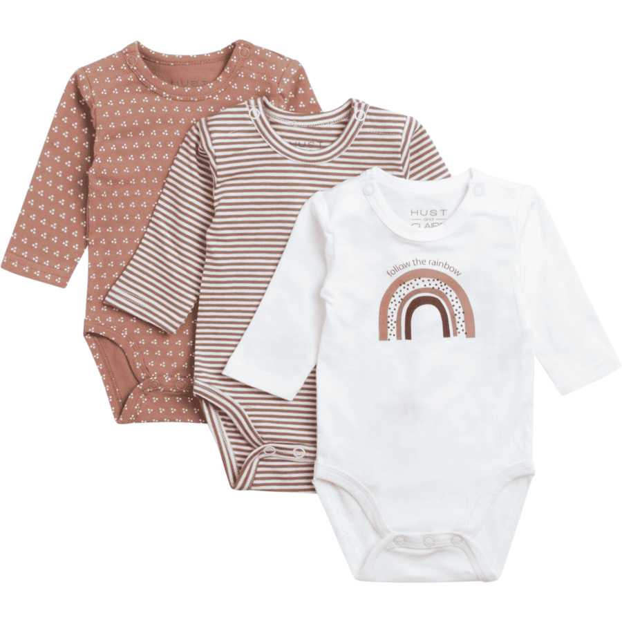 Hust & Claire Body enfant manches longues Base Mocca lot de 3